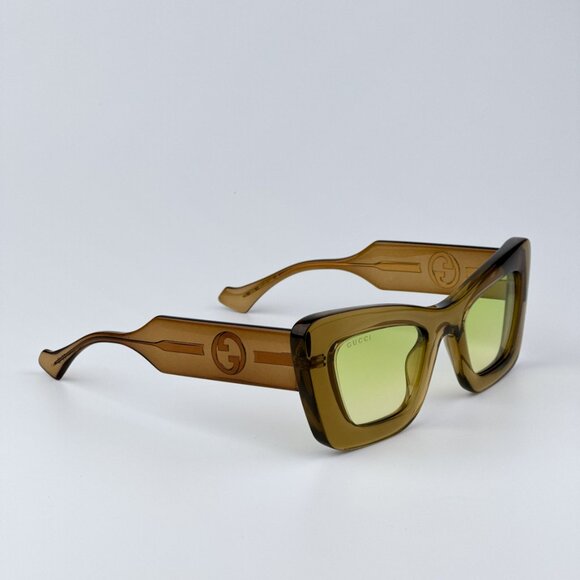 Gucci Women BRAND NEW Sunglasses Brown Crystal Green Gradient Butterfly GG1552S - Picture 5 of 10